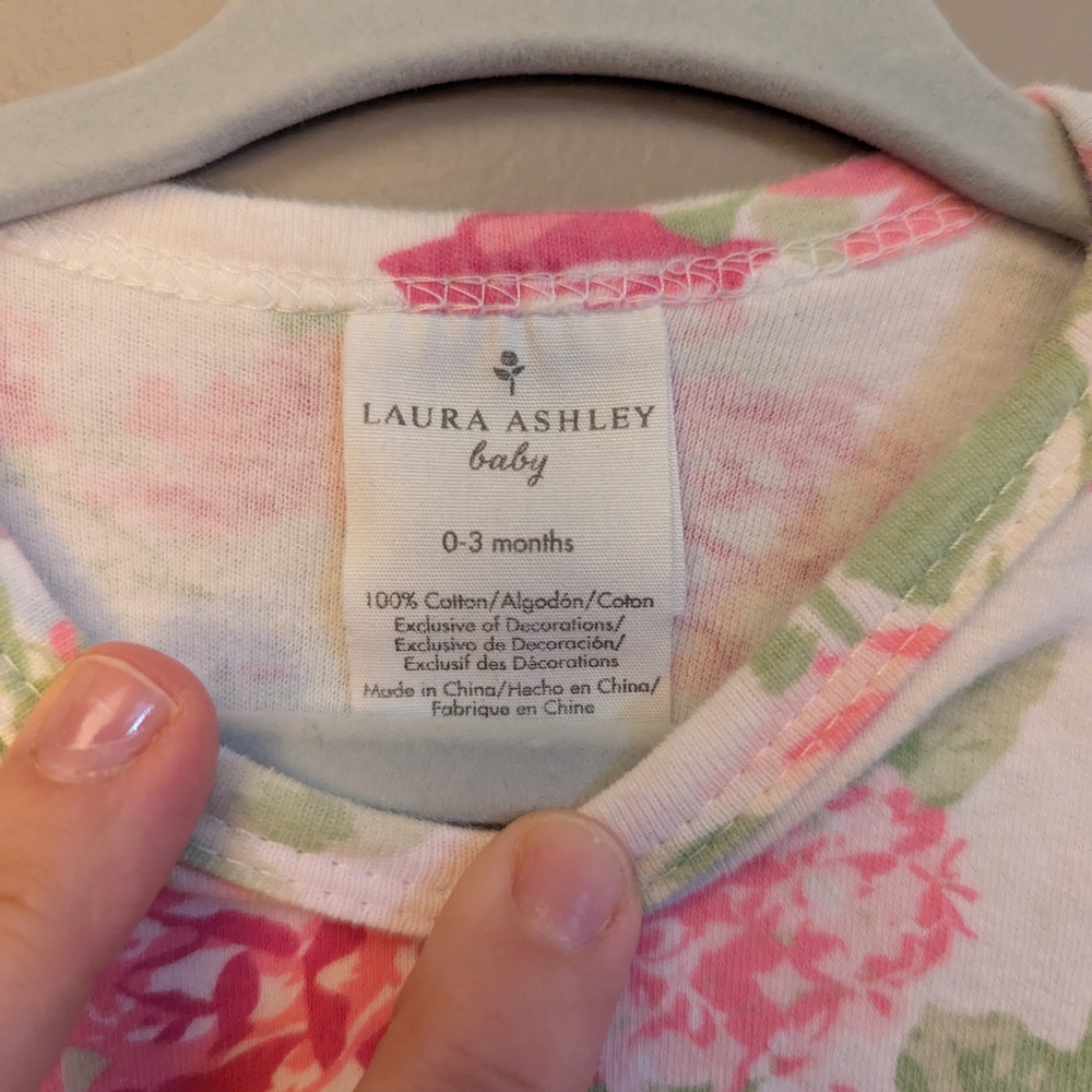 Laura Ashley Pink and Green Baby Romper - Picture 2 of 3
